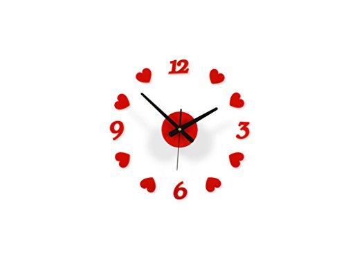 Creative Love Gift Wall Clock Free Combination Of Living Room Art Red Heart-shaped Wall Clock3D Clock Hands, Timelike DIY Large Clock Hands Needles Wall Clocks 3D Home Art Decor Quartz Clock Mechanism