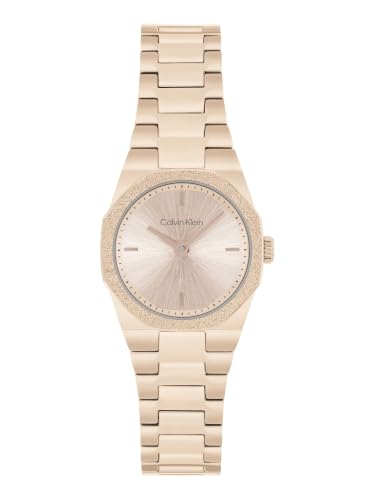 Calvin Klein Geometric Elegance Qtz Basic Slim Beige Gold Round Dial Watch Ionic Plated Beige Gold Steel Mater