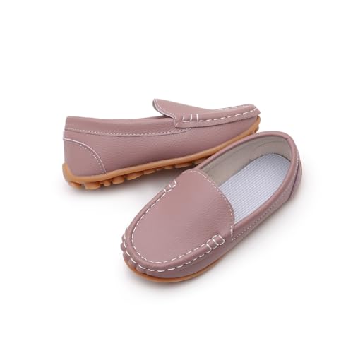 Image of SOFMUO Boys Girls Leather Loafers Slip-On Oxford Flats Boat Dress Schooling Daily Walking Shoes(Toddler /Little Kids)