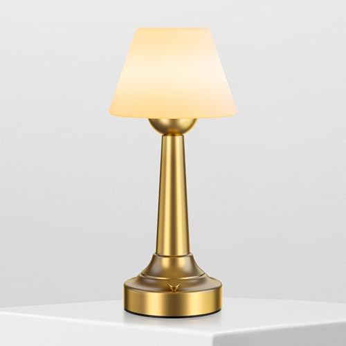 TRRMEZY Shower Lamp, Battery Operated Cordless Table lamp Waterproof, Rechargeable Lamp for Shower, Outdoor Deep Gold
