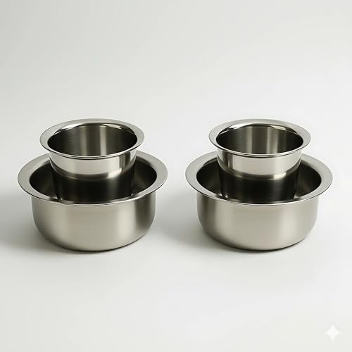 Image of Traditional Kumbakonam Coffee Dabara Set | Stainless Steel Pack of 2 | 100 ml Tumbler with 200 ml Bowl | South Indian Filter Coffee Serveware Drinkware Mirror Finish