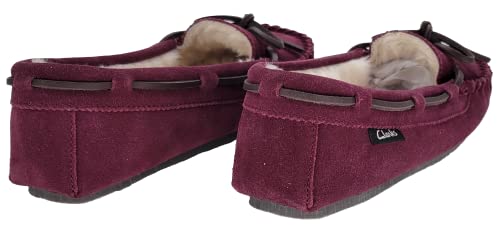 Clarks Women's Suede Moc Indoor and Outdoor Slipper (11 M US, Burgundy)4