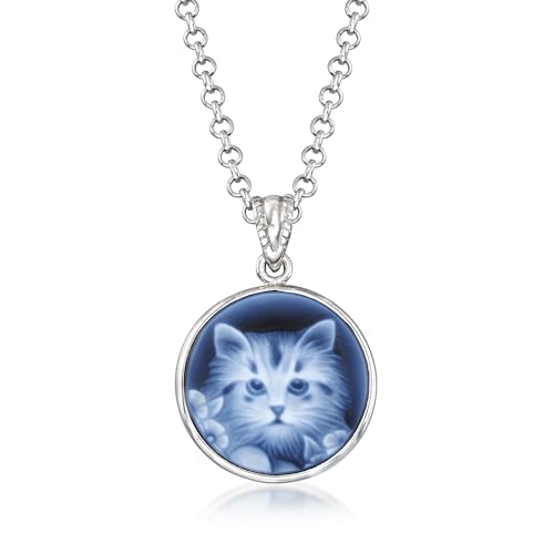 Ross-Simons Italian Blue Agate Cat Cameo...