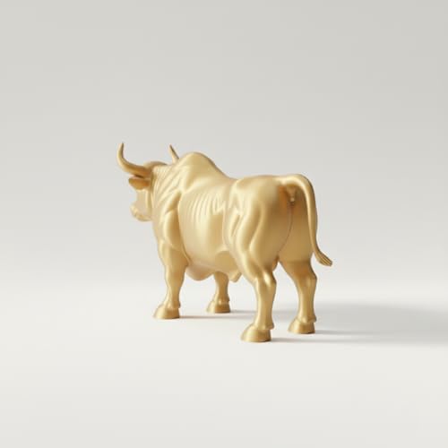 Image of Stock Market Bull Statue Showpiece for Office Desk, Bull Figurine, Share Market Decor, Gift for Traders Investors, Wealth Symbol (Gold)
