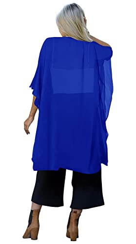 Image of Indian Trendy Women's Solid Puff Sleeve Kimono Long Cardigan Loose Cover Up Casual Blouse Top Chiffon