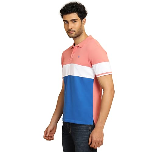 Image of Wrangler Men's Color Block Pink Collared Neck T-Shirt