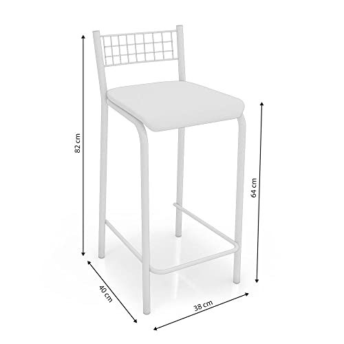 Banqueta Zurique 1B605CR Cromado/Branco - Kappesberg