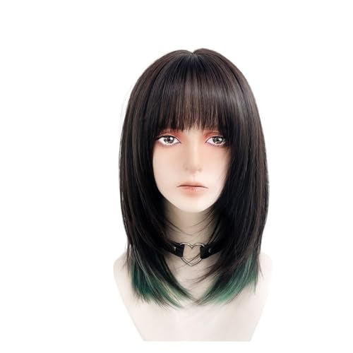 Perruque mulet verte pour femme avec bonnet complet et cheveux mi-longs