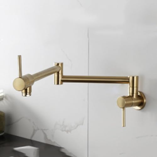 Grifo de cocina extraíble con acabado oro cepillado y sofisticada decoración moderna 3