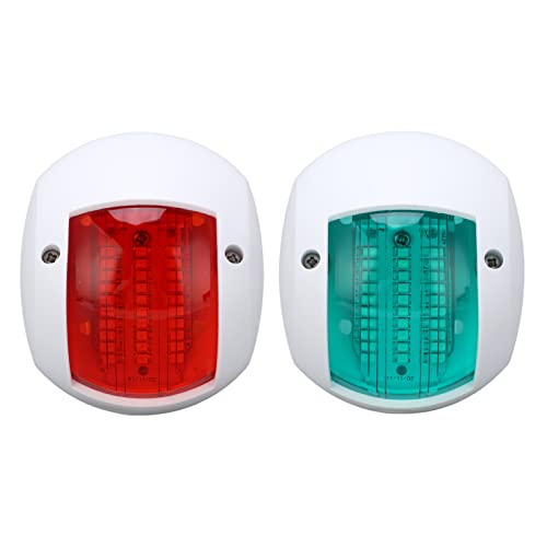 Tomotato Lot de 2 feux de signalisation LED marins, lampes d'arc de navigation rouges et vertes étanches, feu de position du navire, lampe de navigation marine, pour bateau, yacht, DC 12 (White)