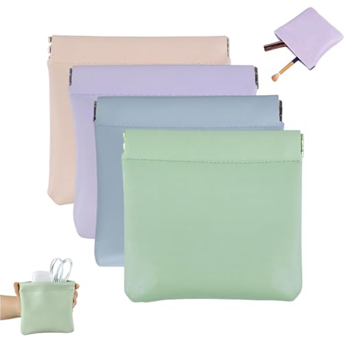 FrostyFlair Pequeño necesser de Mujer, 12x11.5cm Bolso de Maquillaje y cosméticos de Cuero, Mini Bolsa Personalizada con botón, Almacenamiento Impermeable para cosméticos y Joyas