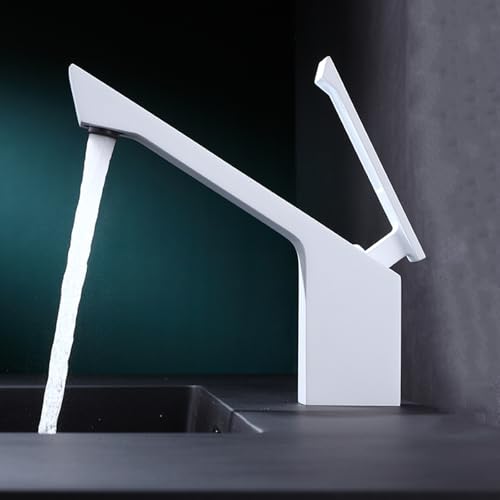 Robinet de lavabo mitigeur eau chaude froide blanc en laiton - 2