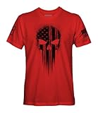 Fantastic Tees USA American Skull Patriotic Shirts for Men T-Shirt (Red, XL)