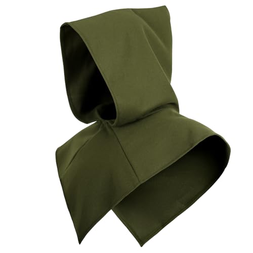 UQJE Medieval Cowl Hood Renaissance Assassin Hood Halloween Short Hooded Cloak for Adult (green One Size)