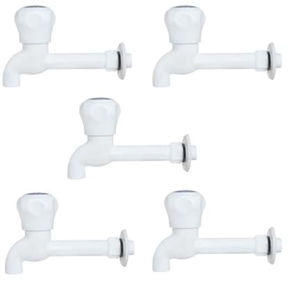 SHRUTI PVC Long Body Bib Cock/Tap with PVC Flange.(Pack of - 5Pcs) Made by 100% Virgin Heavy PVC Material- (1337,Pack Of-5Pcs)
