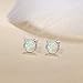 FANCIME 925 Sterling Silver Cat Stud Earrings Blue/White Opal Cat Earrings Tiny Dot Round Disc Minimalist Jewelry for Women Girls