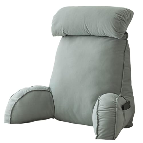 AMZZHAO Cojín de Lectura con Reposa Brazos,Almohada para Asiento De Lectura De Cama,Cojín de Apoyo Lumbar,Almohadas de Espalda,Ideal para Trabajar,Leer o Jugar en la Cama/Sofá/Suelo