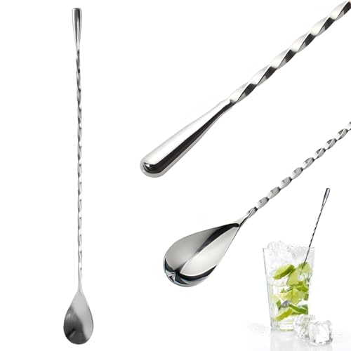 Cuillère Cocktail Longue – Cuillère Parisienne pour Bar Cuisine & Accessoires Bar, Anti-Shake & Pilon, Parfaite pour la Préparation de Cocktails en Bar &...