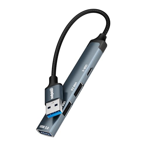 Image of SAL-DS-44C 4-in-1 USB Hub Adapter with USB 3.0x1, USB 2.0x2, USB-C 2.0x1, 5Gbps High-Speed Transfer, Aluminium Alloy Body, Lightweight Plug & Play Design for PC, Laptop, Smartphone, Tablet