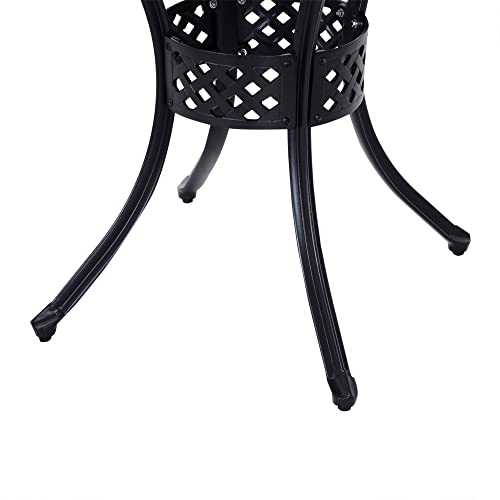 Outsunny 33" Patio Dining Table Round Cast Aluminium Outdoor Bistro Table With Umbrella Hole - Black #TOP7