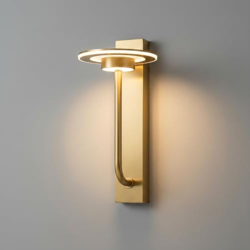 Image of LED Wall Light 3-Color CCT (Warm + Natural + Cold White) Metal & Acrylic Gold Finish Wall Lamp for Bedroom Living Room Home Decor