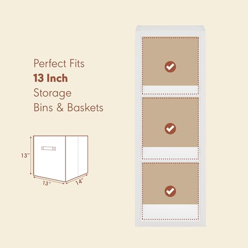 Image of Furinno Cubicle Record Player Stand, 3-Cube Vinyl Record Storage, White | Vinyl Storage, 1.2 inchInch Extra Thick, Open Back Media Shelf for CD DVD Bluray Game Disc, for Living Room, Home Office