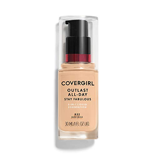 COVERGIRL Outlast All-Day Stay Fabulous 3-in-1 Foundation Nude Beige, 1 oz (packaging may vary)
