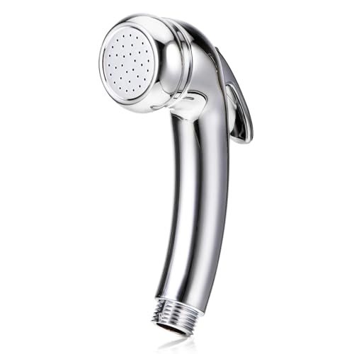 High Pressure Shower Head 1/2" Thread Chrome Trigger Handheld Small Shower Head with On/Off Handheld Toilet Bidet Sprayer Control & Constant Water Flow for Baths Boats Caravans Motorhome Hair Salons