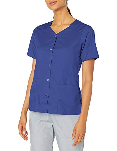 WonderWink Women's Wonderwork Short Sleeve Snap Jacket, Navy, Medium