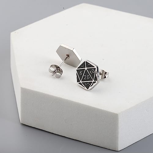 Dice Stud Earrings D20 Throwing Figures Gift Video Game Player Gamer Gift (Dice Earrings)2