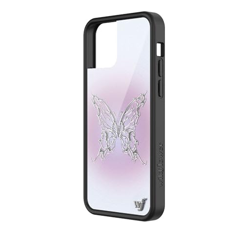 Wildflower Cases - Compatible with iPhone 12/12 Pro | Protective Bumper, 6.5ft Drop Test Certified, Women Owned Small Business | Purple Pastel Trendy Chrome Silver | Ai Butterfly