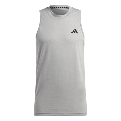 adidas Men's Training Essentials Feel Ready Logo Sleeveless T-Shirt, Medium Grey Heather/White/Black