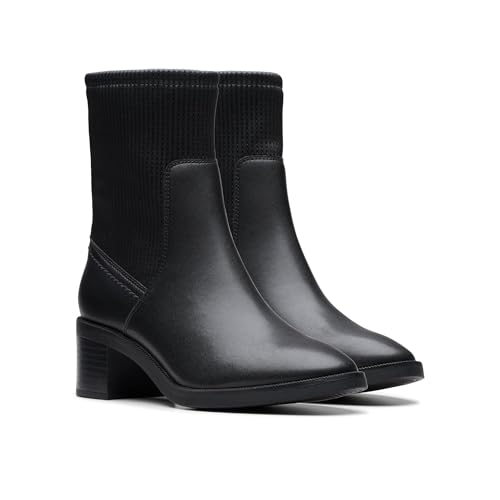 Clarks Women's Lileigh Holly Ankle Boot, Black Leather, 10
