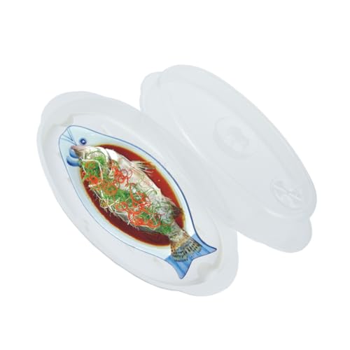 TOYZFRIENDY Vaporera para Microondas con Tapa Hermética Bandeja Circular Grande para Cocinar al Vapor Pescado y Alimentos Filtro de Aceite y Agua Menaje de Cocina Práctico y Duradero
