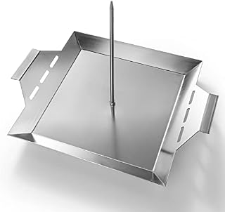 Stainless Steel 304 Vertical Skewer for Tacos Al Pastor, Shawarma, Kebabs- 13in SUS BBQ Grilling Accessory with Removable Spikes - Use on Charcoal Grills or Stove- Handles, No Drip Plate (13" Base)