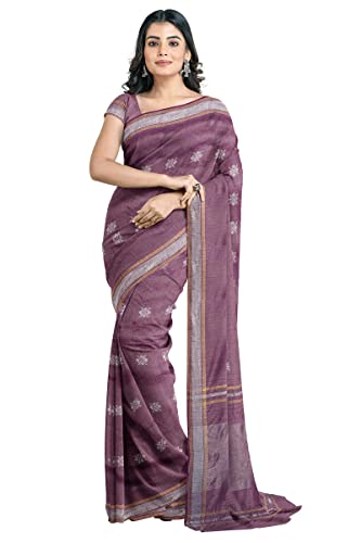 Image of Pothys Women's Lavender Linen Cotton Saree With Blouse Piece (A2964 Lavender)
