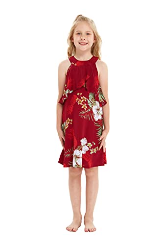 Image of Matchable Family Hawaiian Luau Men Women Girl Boy Clothes in Pineapple Garden Burgundy
