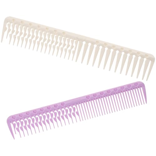 NIYANGLE Set 2 Pettini da Barbiere Professionali Doppia Dentatura Media e Grossa, Pettini per Chioma Resistenti in Materiale Spesso, Pettine da Taglio per Parrucchieri e Styling