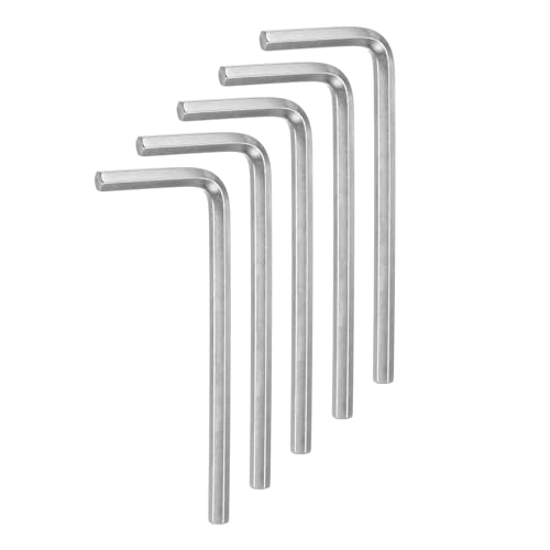 QUARKZMAN 5 Piezas de Llave Hexagonal de 4 mm, Llave Hexagonal en Forma de L de Acero Cromado Vanadio Métrica para Reparaciones en el Hogar, Tono Plateado