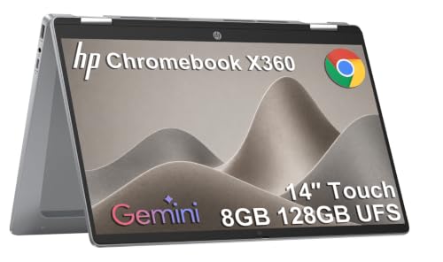 Image of HP Chromebook x360 14b 2 in 1 Touchscreen Laptop (14 inch FHD IPS, Intel Core i3-N305, 8GB DDR5 RAM, 128GB UFS Storage) Students, Home,1080p Webcam, Backlit, Fast Charge, Light Weight, Wi-Fi, Chrome OS