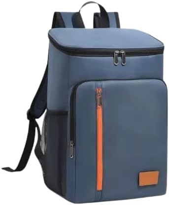 SM 18L Insulated Cooler Backpack, 28-Can Capacity, Grey with Orange Accent, 27cm x 17cm x 39.5cm