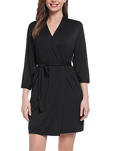 Joyaria Women Bamboo Viscose Robe Super Soft Comfy Summer Cooling Short Lightweight Bathrobe with Pocket S-XXL3