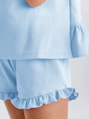 Image of Haloumoning Girls Summer Clothing Sets Ruffle Tank Tops and Shorts | 2 Piece Outfits