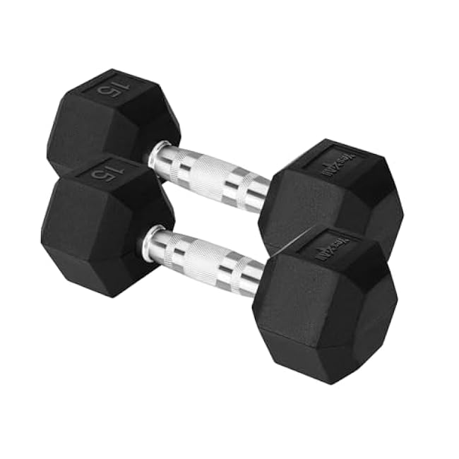 Yes4All Chrome Grip Encased Hex Dumbbells ¨C Hand Weights With Anti-Slip 10-30 LBS Pair