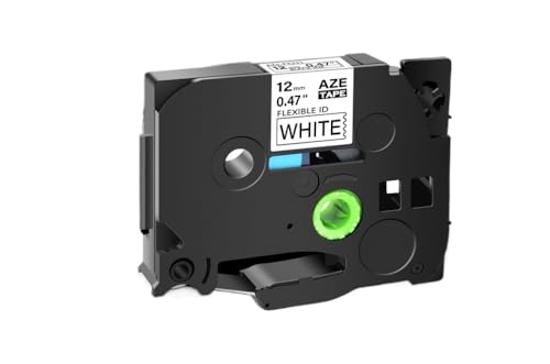 ID Flexible Tapes d'étiquette laminées 1pk 12 mm Noir sur Blanc Compatible avec Tze-Fx241 631 131 Compatible avec Le Fabricant d'étiquettes(Black on White)