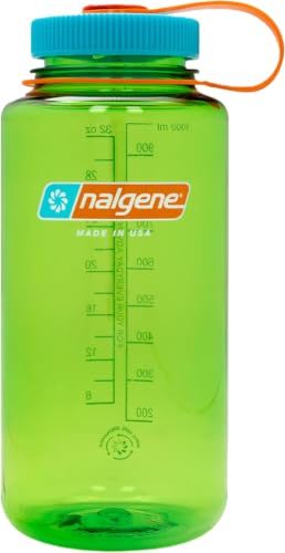 Image of Nalgene Wide Mouth Water Bottle | BPA-Free, Durable & Leak Proof, Lightweight Bottle for Hiking & Gym, Work & Travel, Pear 32 Ounces (Pack of 6)