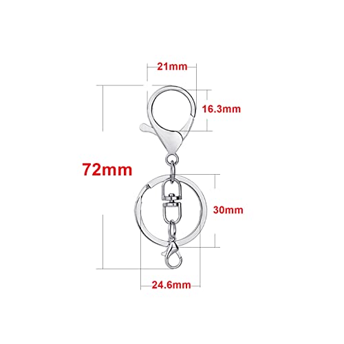 20sets Lobster Claw Clasps Hook with Flat Split Keychain Ring with Swivel Trigger Clip with Little Lobster Clasp for DIY Craft Jewelry Making Silver - Thumbnail 2