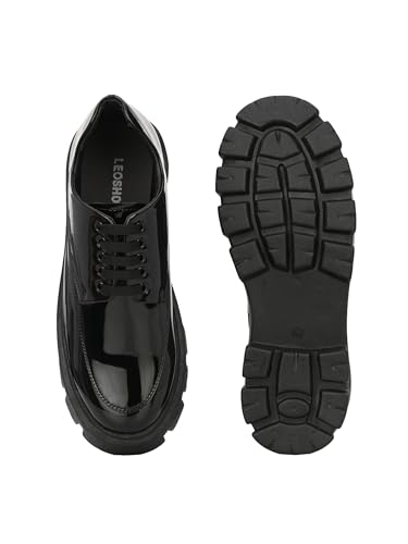 Image of Leo Stylish Patent Chunky Casual Shoes for Casual & Formal Purpose