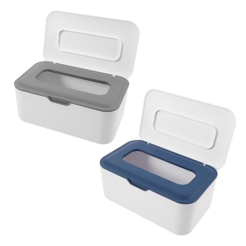 Boîte de rangement lingettes humides SOIMISS lot de 2 distributeurs gris bleu