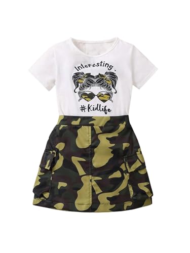 WDIRARA Girl's 2 Piece Outfits Letter Graphic Print Short Sleeve